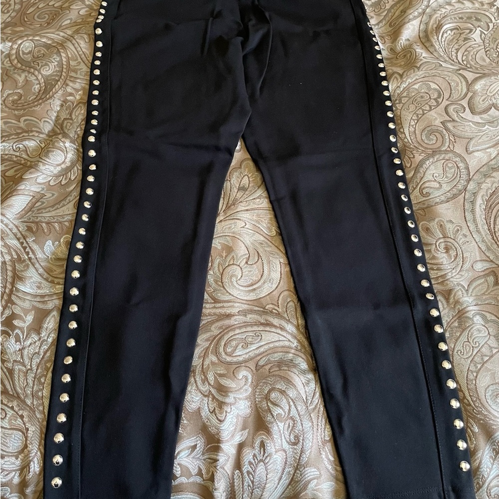 Black Leggings with Gold Studs